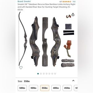 Takedown Recurve Bamboo Bow